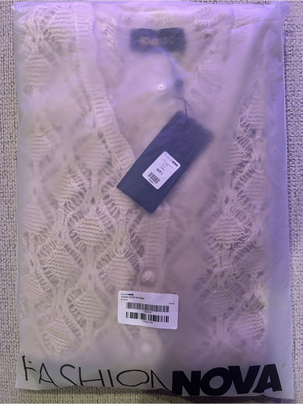 Fashion Nova Luxe Caterina Cream Crochet Maxi Dress with Front Slit-Large NWT🔥 - Picture 6 of 6